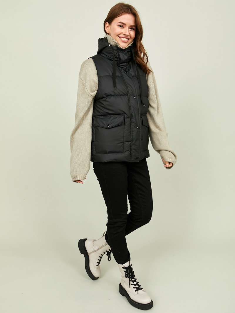 Утепленный жилет с капюшоном - фото описания №6