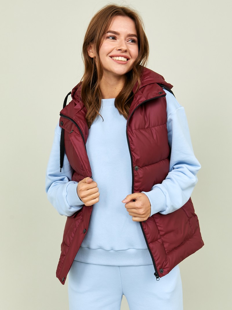 Жилет женский утепленный с капюшоном - фото описания №3