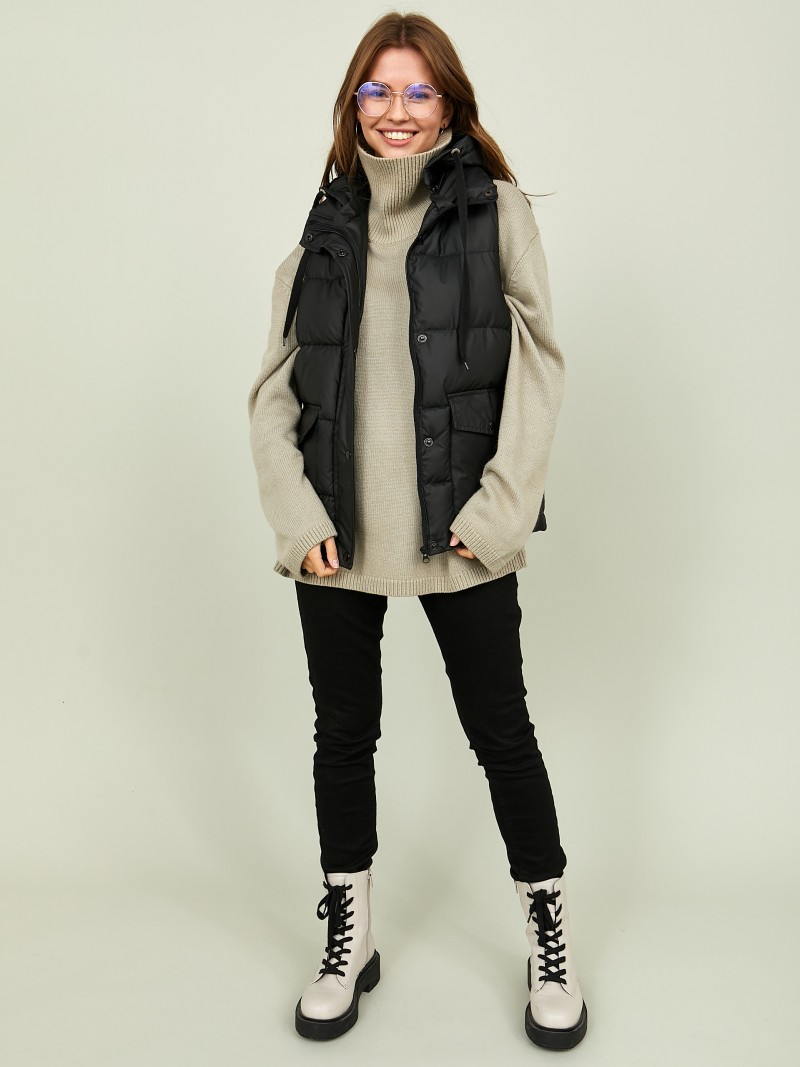 Утепленный жилет с капюшоном - фото описания №4